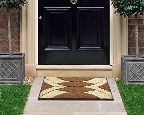 Coco&Coir Palm Cluster Natural Coir Entrance Door Mat, Brown, W: 75 cm, D: 45 cm, H: 1.5 cm – 2