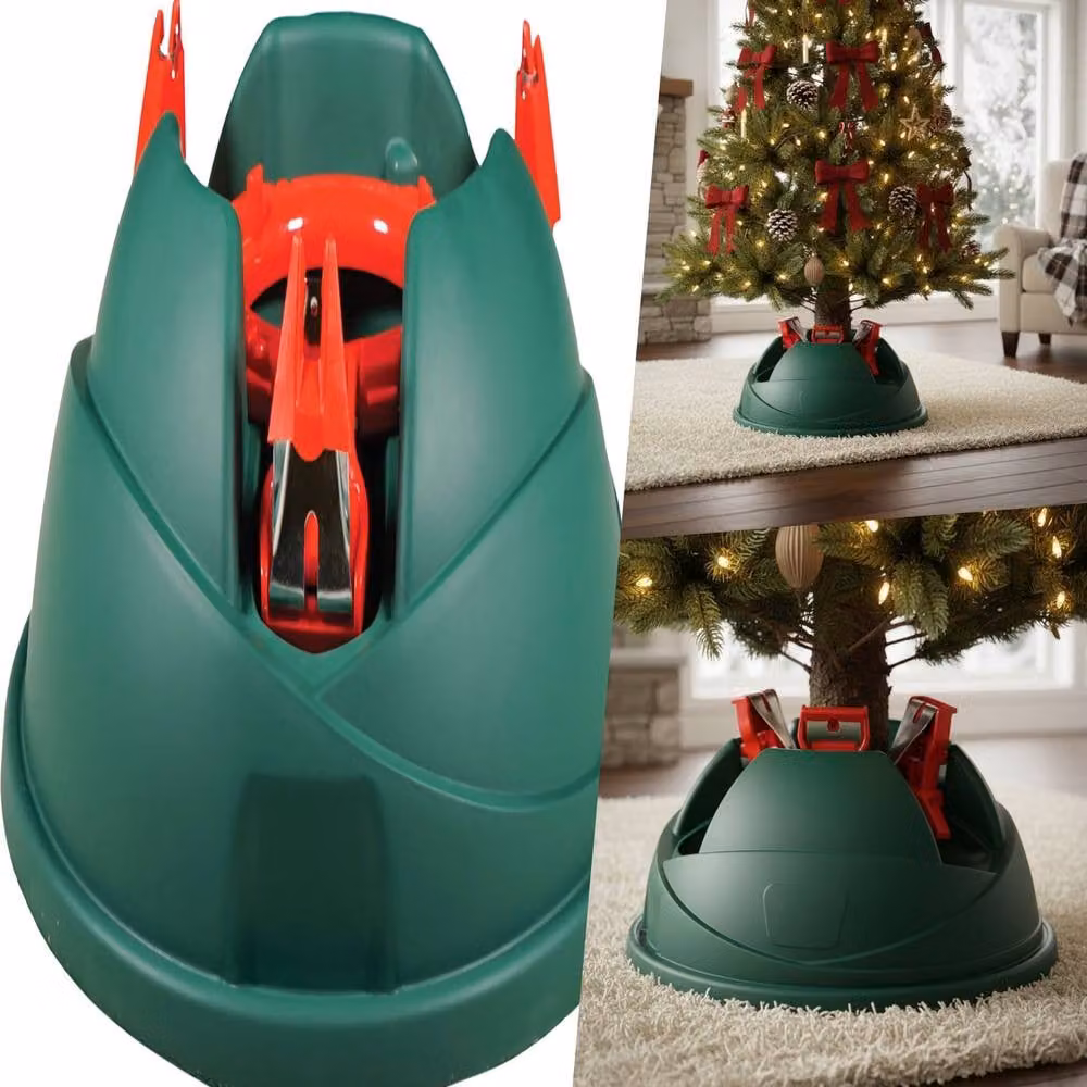Pegdev Christmas Tree Stand for Real Trees up to 2.8m with 3 Metal Clasps, Green – 4