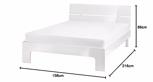 Julian Bowen Manhattan High Gloss Bed Frame, White, W/D/H: 180 x 200 x 86 cm – 2