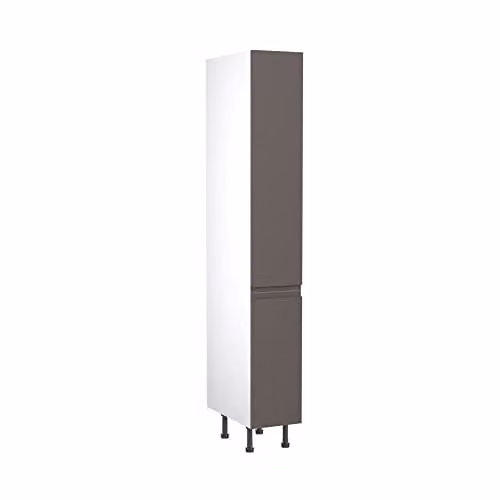 Kitchen Kit Graphite Gloss Tall Larder Unit with J-Pull Doors, W: 30 cm, H: 212 cm
