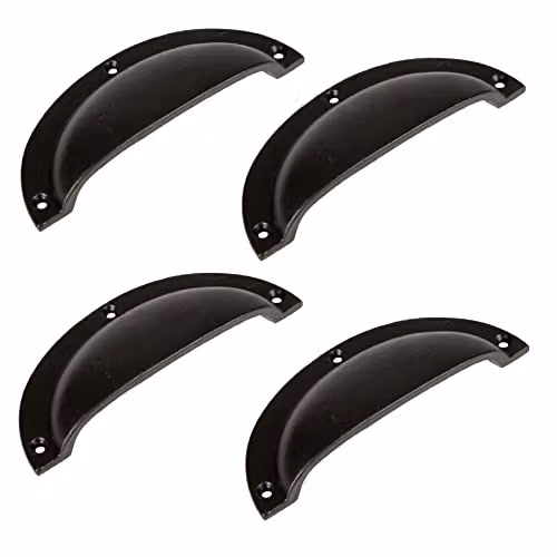 Hammer & Tongs Curved Cabinet Drawer Pulls, Matt Black Iron, Pack of 4, W: 130 mm, H: 50 mm – 2