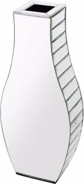 FLAVORA Silver Crushed Diamond Glass Mirror Vase, W/D/H: 100 x 100 x 1 cm – 1