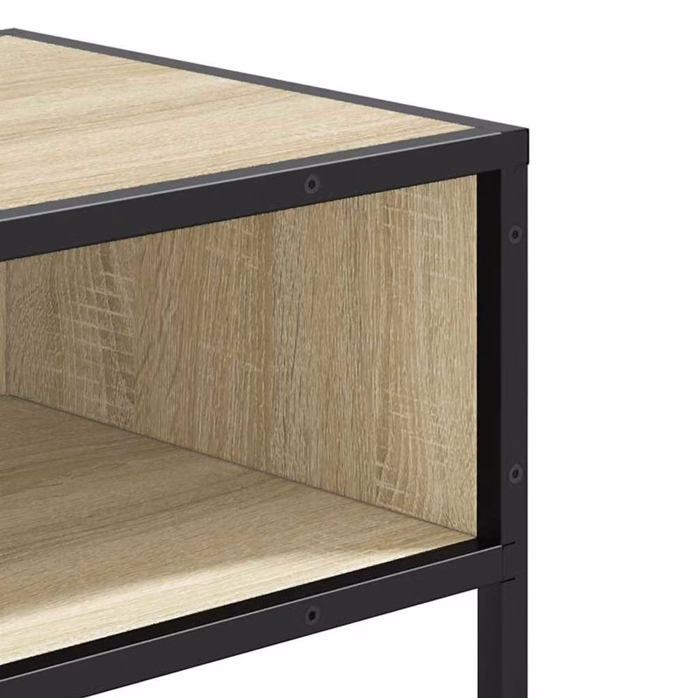Berkfield Home Decorative Console Table in Sonoma Oak and Beige, W/D/H: 90 x 35 x 80 cm – 3