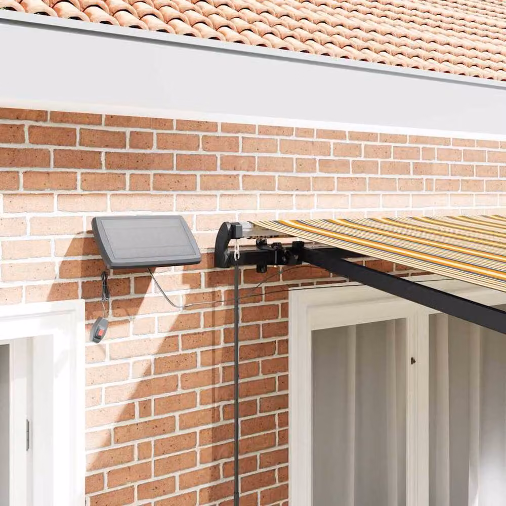 Berkfield Home Manual Retractable Wall-Mounted Awning with Multicolour LED Stripe, Yellow, W: 350 cm, D: 250 cm – 4