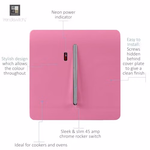 Trendi Modern Pink and Chrome Plastic Flush Switch Plate – 2
