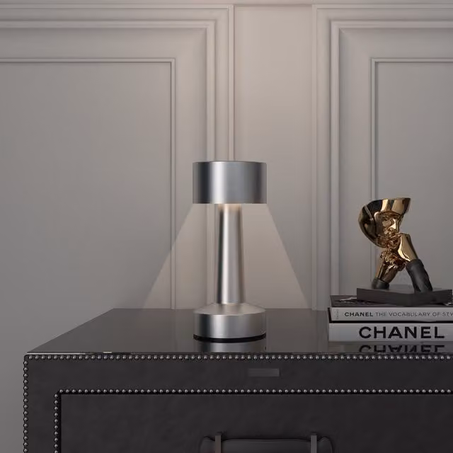 HOMCOM Portable Cordless Rechargeable LED Table Lamp with 3 Colour Settings, Silver