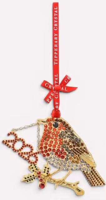 Tipperary Crystal Sparkle Robin Hanging Decoration Multicolour