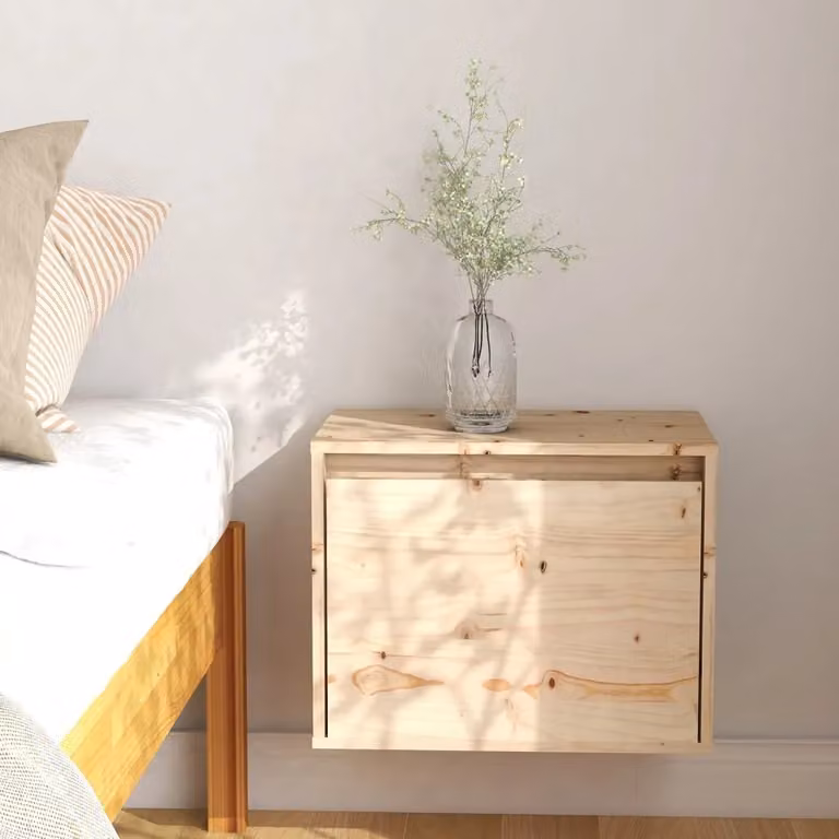Berkfield Home Wall Mounted Solid Pinewood Cabinet in Brown, W: 45 cm, D: 30 cm, H: 35 cm