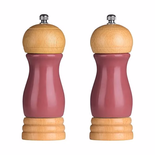 Orsina Natural Origins High Gloss Rubberwood Salt and Pepper Mill Set in Pink