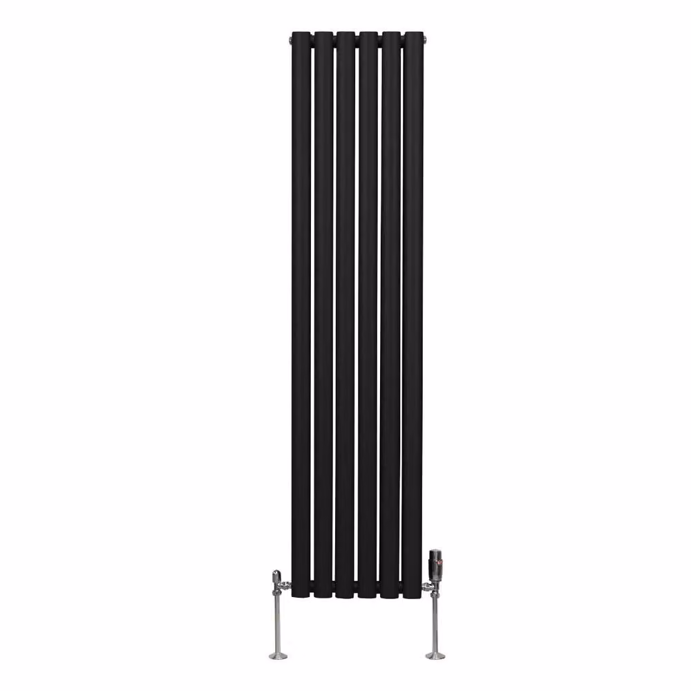 Monstershop Oval Column Radiator and Valves in Black, H 160 cm x W 36 cm x D 36 cm – 2
