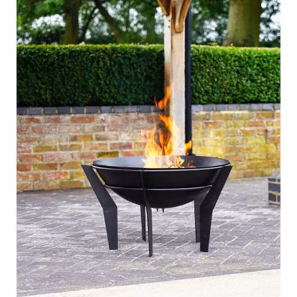 Lemon Pavilion Kendal Metal Firebowl on Stand, Black, W: 77 cm, D: 77 cm, H: 45.5 cm – 2