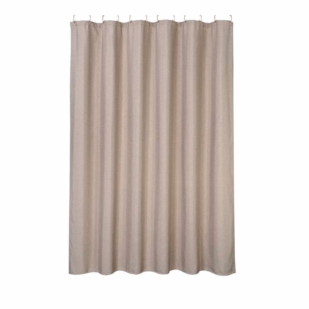 London Boutique Waterproof Polyester Shower Curtain in Light Brown, W: 152.4 cm, H: 182.88 cm – 2