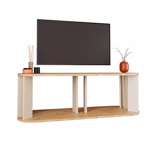 Bimossa Ursula TV Stand, Grey and Oak Modern Cabinet, W/D/H: 114 x 40 x 44 cm – 1