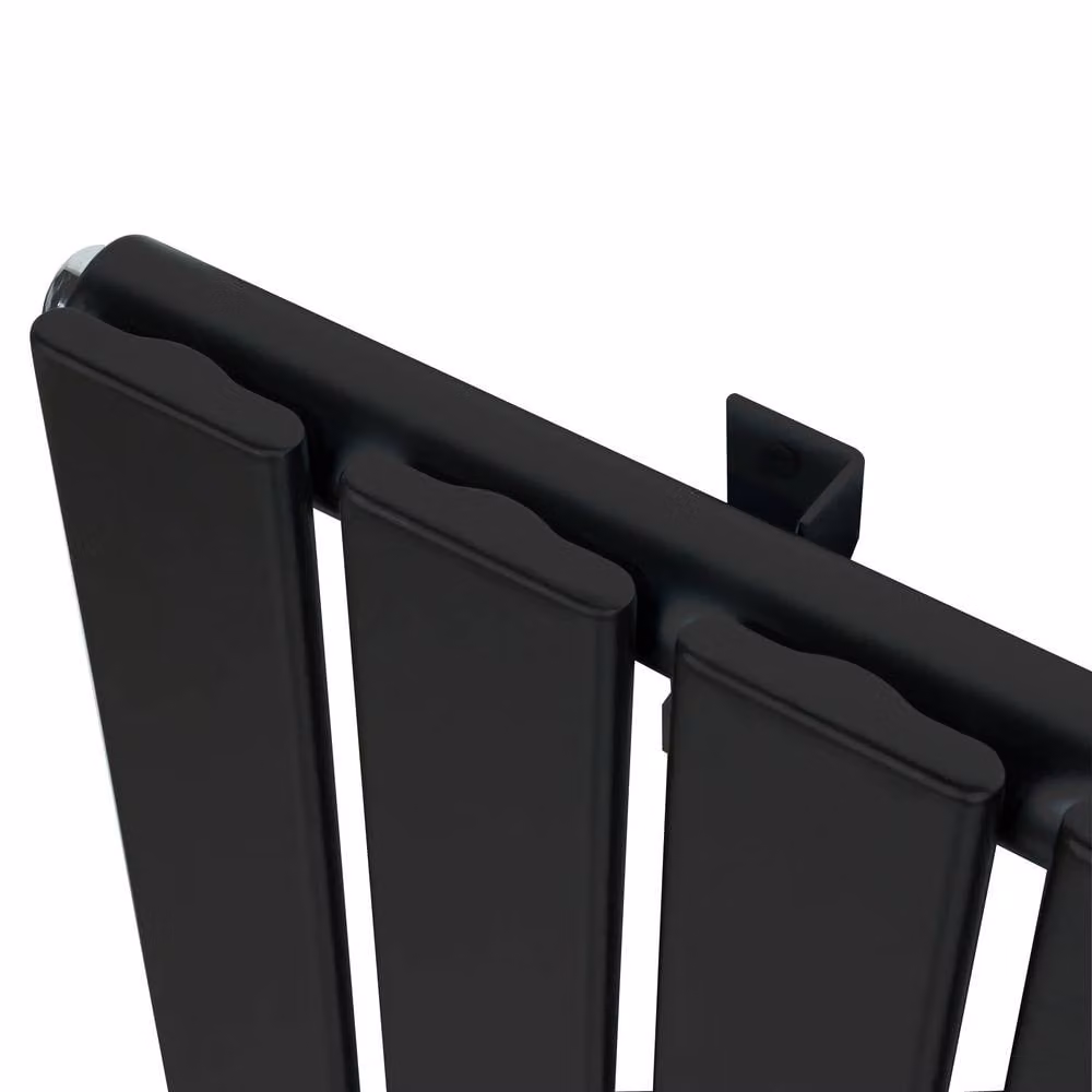 Monstershop Flat Single Column Steel Radiator with Integrated Valves and Thermostat Head, Black, H: 160 cm x W: 42 cm – 7