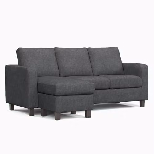 Furnishings For Less UK York Reversible 3 Seater L-Shaped Corner Sofa in Grey Fabric