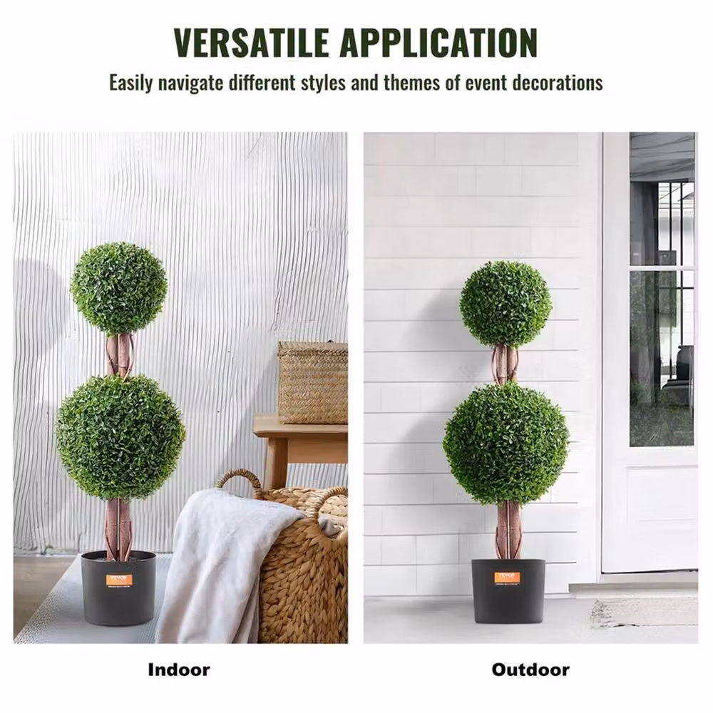EONLION 2 Pack Round Artificial Boxwood Topiary Trees in Green, Height: 100 cm – 2