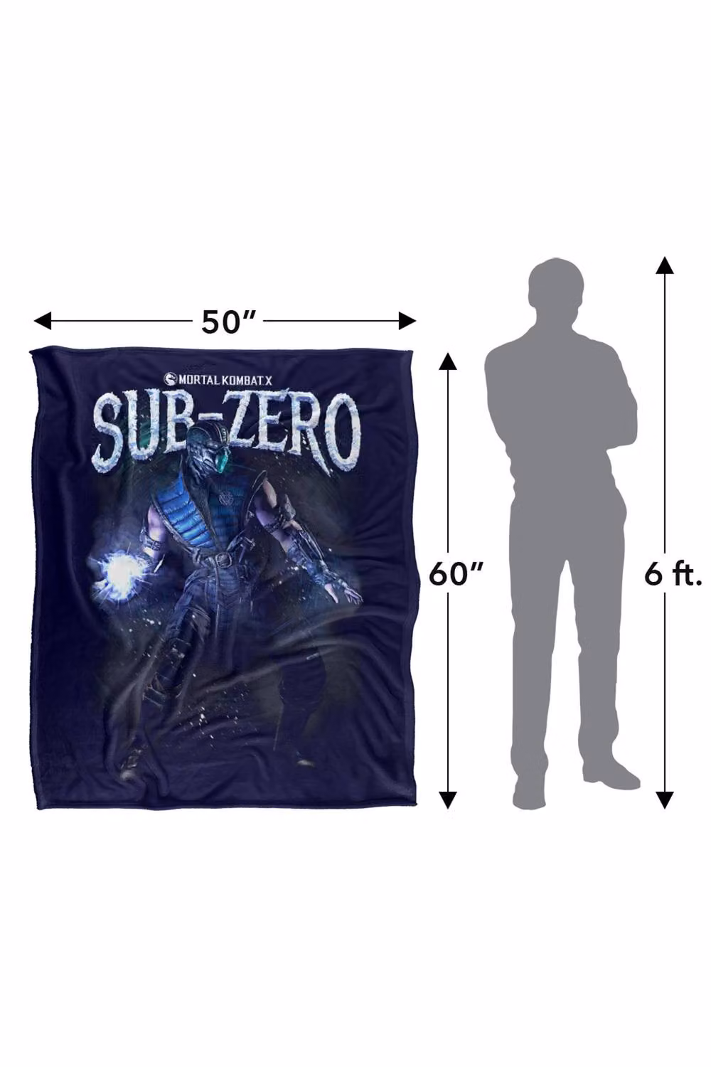 Warner Bros. Mortal Kombat Subzero Silky Touch Super Soft Fluffy Throw Blanket, Blue Multicolour, Large – 3