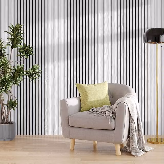 Komore White Wood Look Decorative MDF Wall Panel