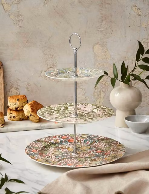 Morris & Co Multicolour Floral Patterned Round Porcelain Cake Stand