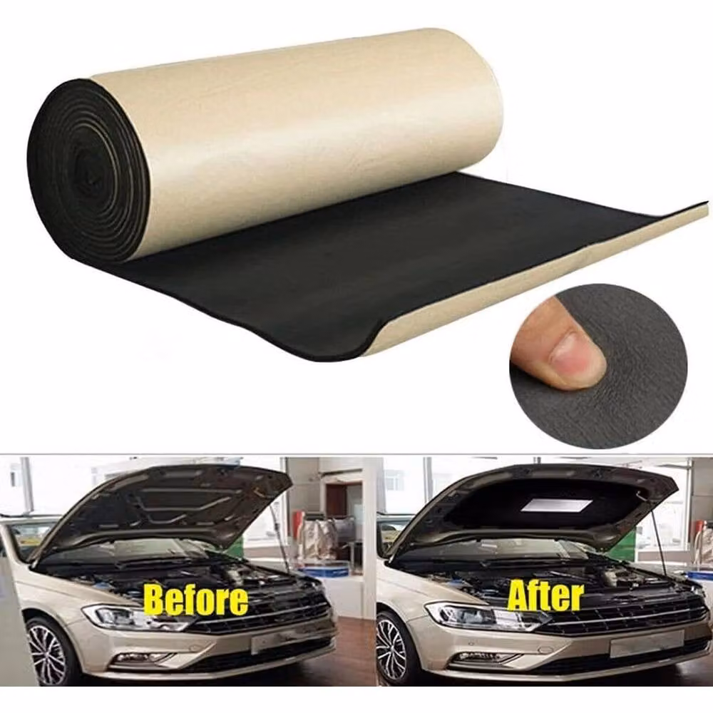 NESTLUNE Black Car Hood Soundproofing and Heat Insulation Deadening Mat