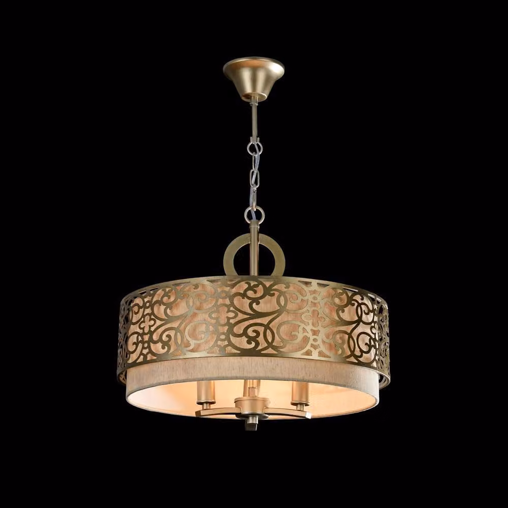 Netlighting Venera Cylindrical Ceiling Pendant Lamp in Gold/Brass with 3 x E14 Lights – 2