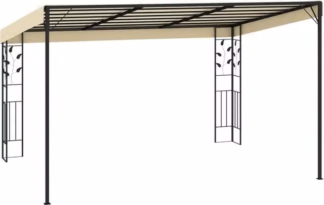 Berkfield Home Wall-mounted Garden Gazebo, Beige, W: 400 cm, D: 300 cm, H: 225 cm