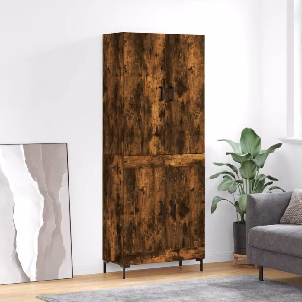 Berkfield Home Smoked Oak Highboard in Brown, W: 69.5 cm, D: 34 cm, H: 180 cm – 2