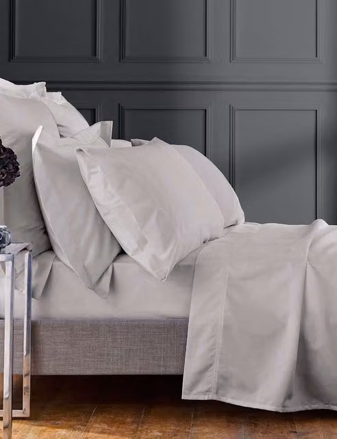 Bedeck of Belfast Egyptian Cotton 1000 Thread Count Fitted Sheet, Silver, W: 180 cm, D: 200 cm
