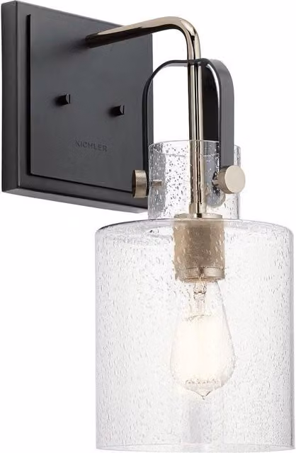Netlighting Kichler Kitner Dome Wall Lamp in Polished Nickel and Grey Glass – 1