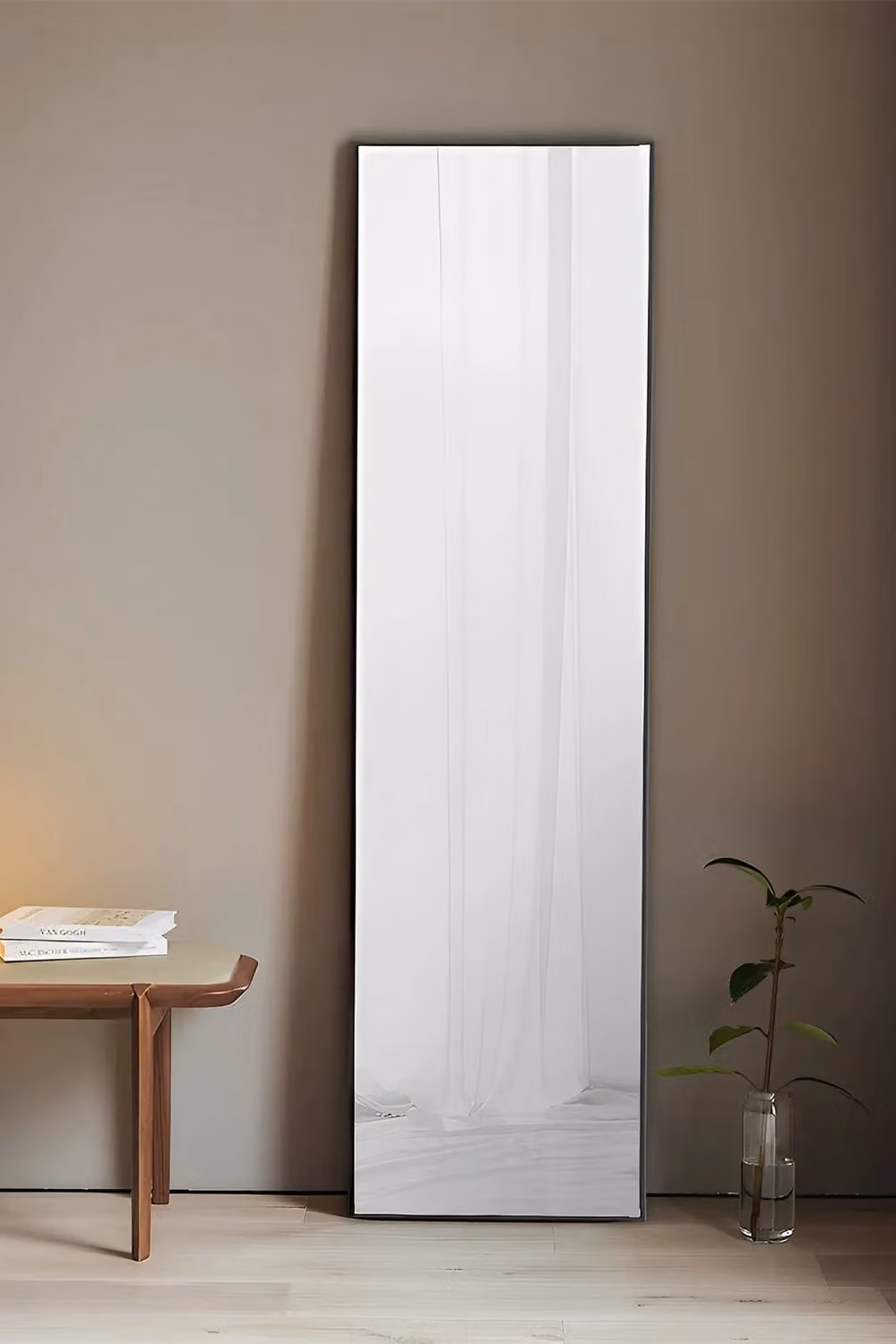 H&O Direct Modern Slim Frame Full Length Wall Mirror in Black, W: 30 cm, H: 120 cm – 2