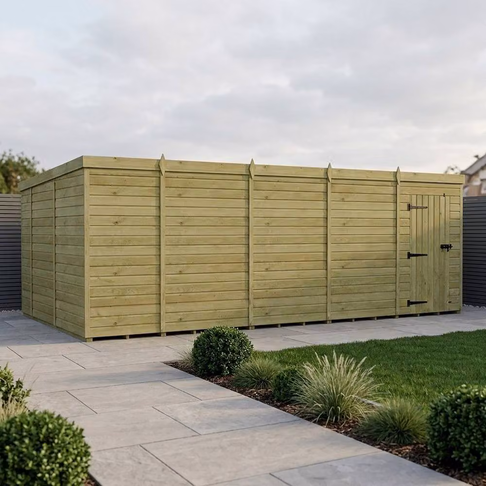 Buttercup Farm Brown Timber Pent Garden Shed with Single Door and No Windows W: 305 cm, D: 305 cm, H: 210 cm – 2
