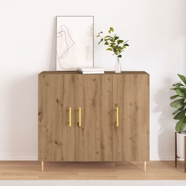 Berkfield Home Artisan Oak Sideboard in Brown, W/D/H: 90 x 34 x 80 cm – 1