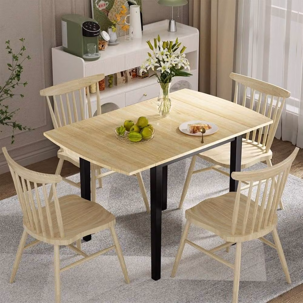 KORVIXA Home Brown Wood Folding Kitchen Dining Table, W/D/H: 100 x 100 x 76 cm – 3