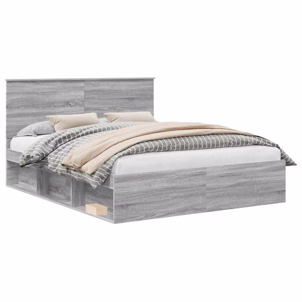 Berkfield Home Sonoma Bed Frame in Grey Solid Pine Wood, 160 x 200 cm – 2