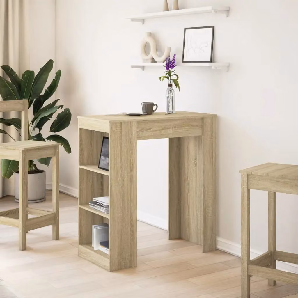 Berkfield Home Bar Table with Racks in Sonoma Oak Brown, W/D/H: 95 x 47 x 103.5 cm – 2