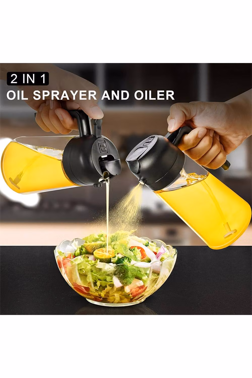 Living and Home Premium Glass Oil Sprayer and Dispenser, Black, 600ml – 6