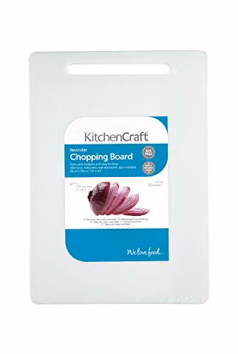KitchenCraft Large Non-Toxic Reversible Plastic Chopping Board, White, W: 35 cm, D: 25 cm, H: 2.54 cm