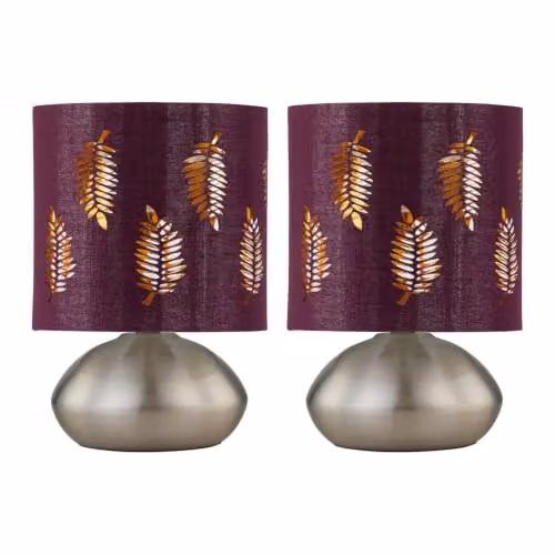 First Choice Lighting Jenson Set of 2 Touch Table Lamps in Chrome with Red Fabric Shades – 4