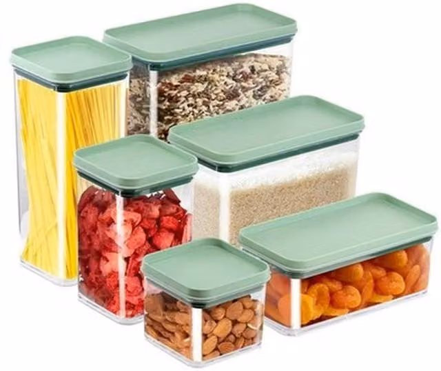 NESTLUNE Set of 6 Stackable Airtight and Leakproof Plastic Food Storage Containers in Transparent