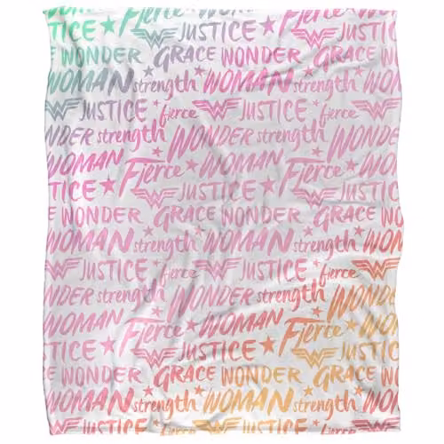 DC Comics Wonder Woman Words of Wisdom Super Soft Fleece Throw Blanket, White, W/D/H: 152 x 127 cm