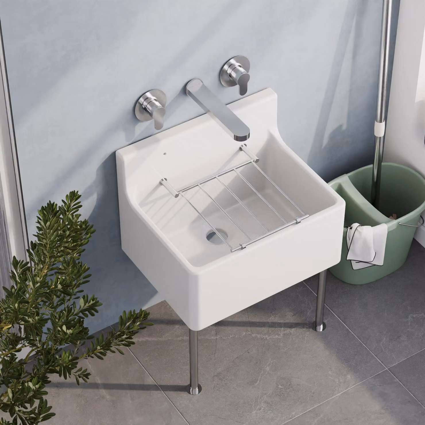 Balterley Traditional Ceramic Fireclay Kitchen Sink with Waste, White, Width: 51.5 cm – 2