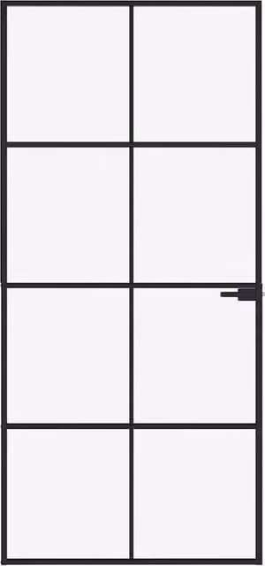 Berkfield Black Interior Door with Transparent Tempered Glass and Aluminium, W: 93 cm, H: 201.5 cm
