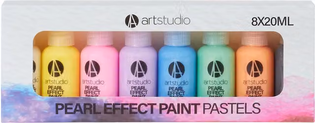 Art Studio Pack of 8 Pearl Effect Pastel Paints in Multicolour