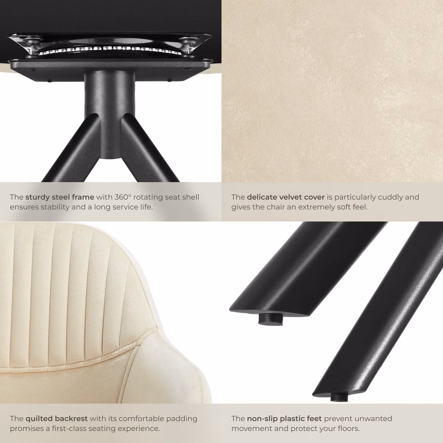 tectake Lona Armchair Set of 6 in Cream and Black – 4