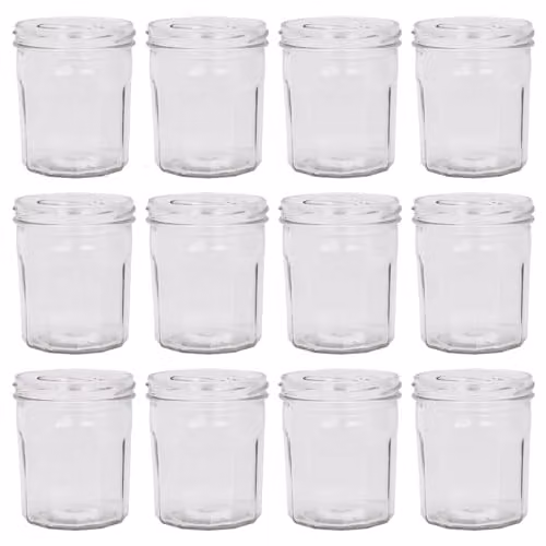 Argon Tableware Set of 12 Glass Screw Top Jars with Gold Metal Lids, 250ml, Transparent – 1