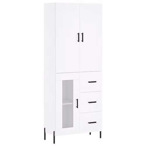vidaXL Modern White Highboard in MDF and Metal, W/D/H: 69.5 x 34 x 180 cm