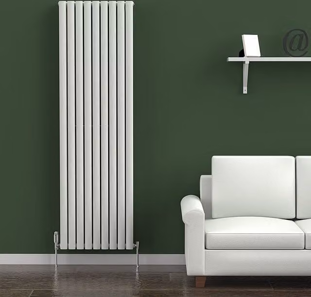 Lux Heat Oval Coloured Vertical Radiator in Dove Grey, H 180 cm x W 54 cm