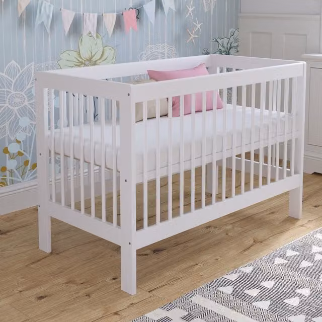 Love For Sleep Luca Cot Bed in White, Solid Pine Wood, W/D/H: 120 x 60 cm