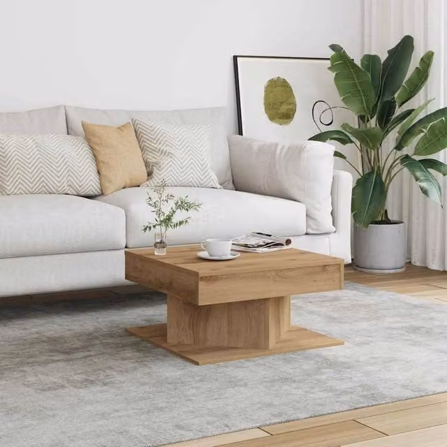 Berkfield Home Artisan Oak Coffee Table in Brown, W/D/H: 55 x 55 x 30 cm – 1