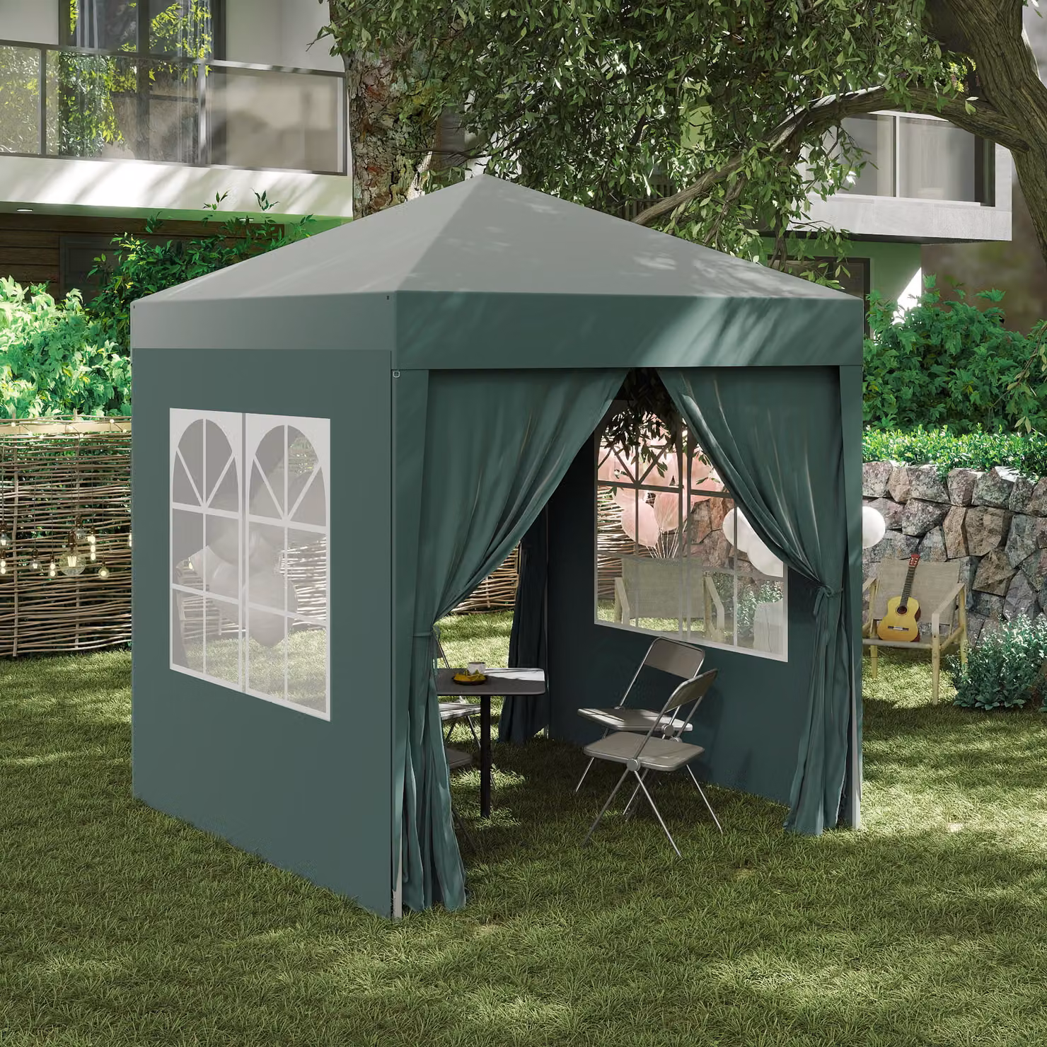 Outsunny Green Pop Up Gazebo with Sides and Waterproof Canopy, W/D/H: 200 x 200 x 240 cm – 3